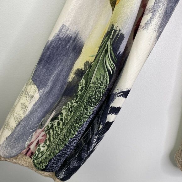 Cherish Boutique Cream Feather Print Open Back Sweater Women Small Boho - Picture 3 of 8